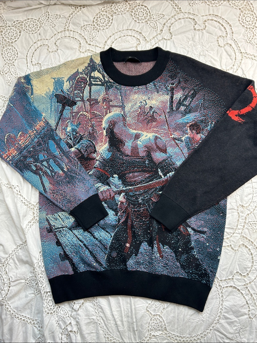 God Of War Game Kratos Knit Sweater Medium